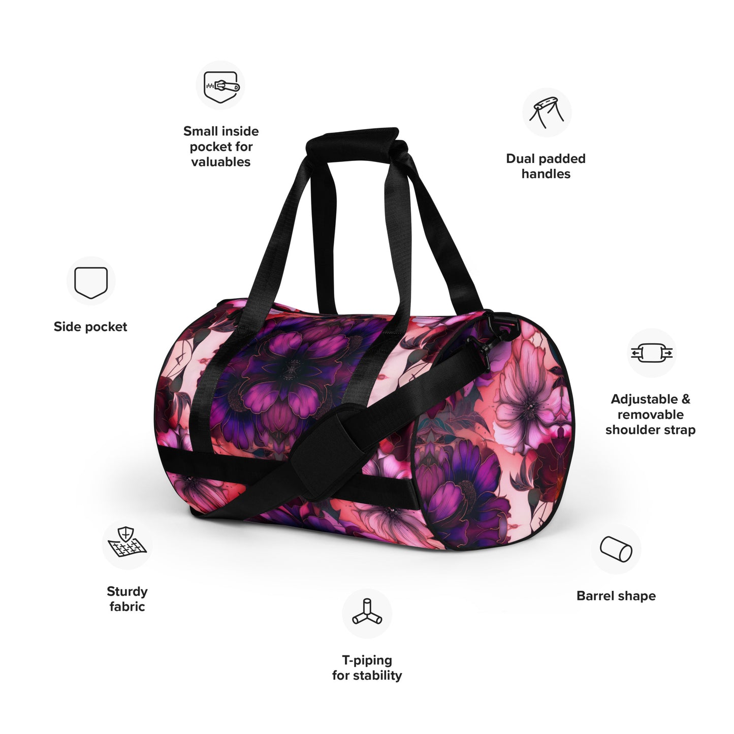 PINK FLORAL gym bag