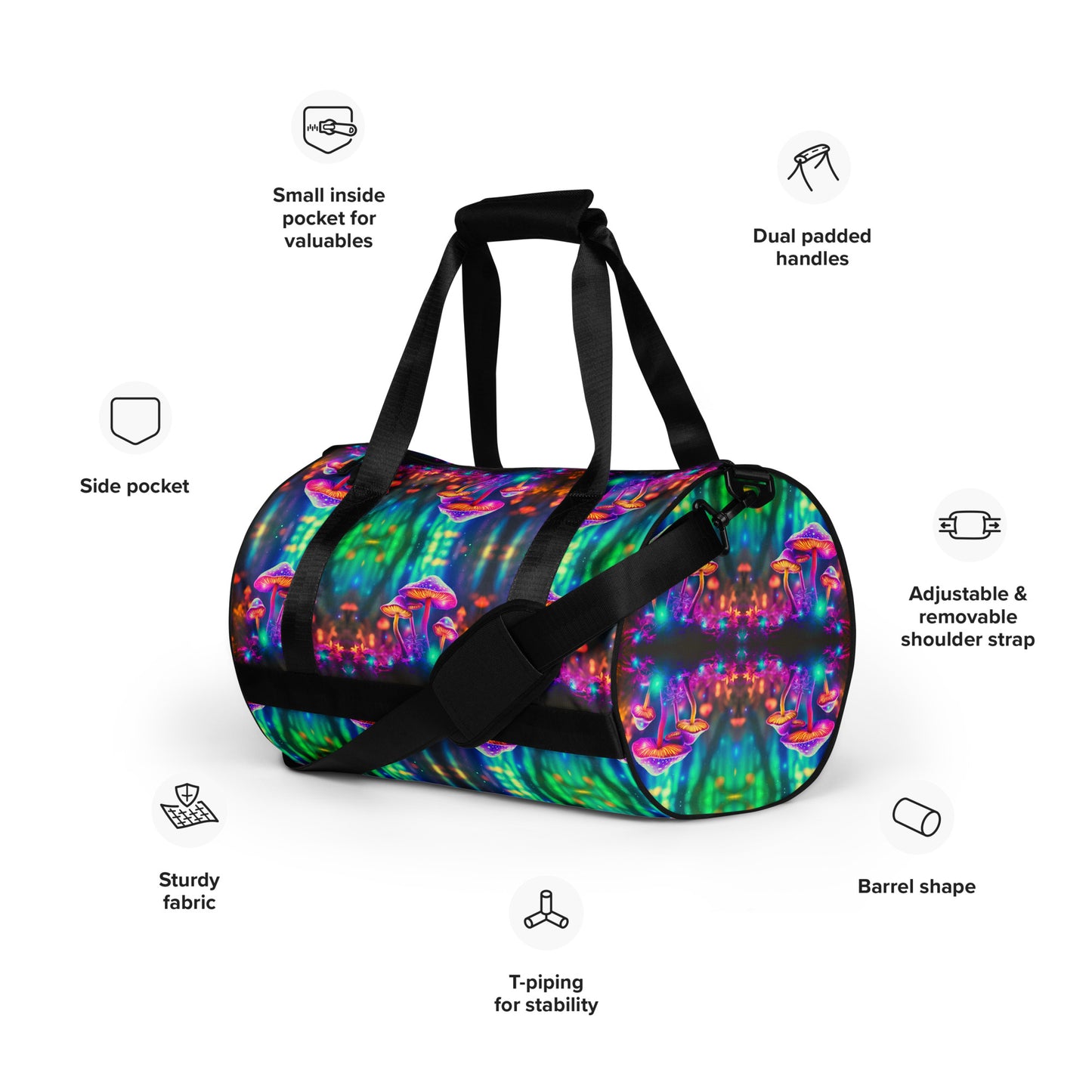 NEON MUSHROOMS gym bag