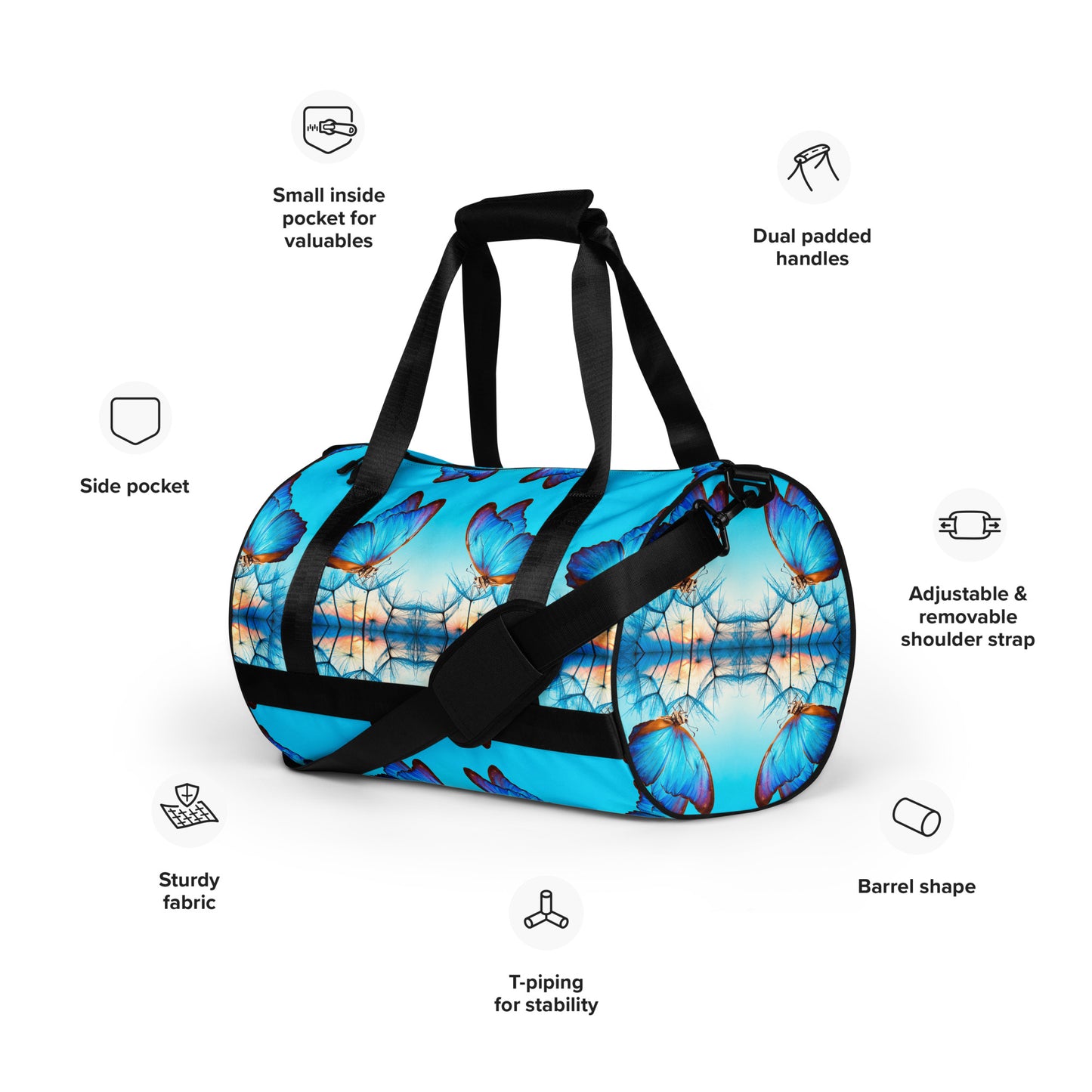 BLUE BUTTERFLY gym bag