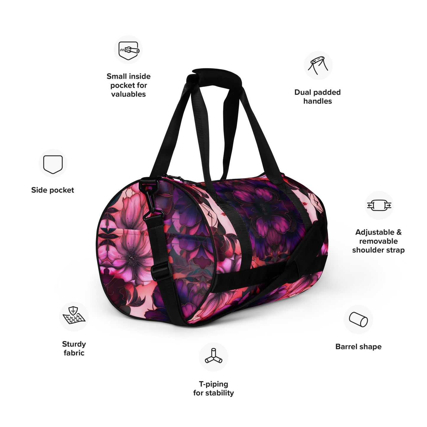 PINK FLORAL gym bag