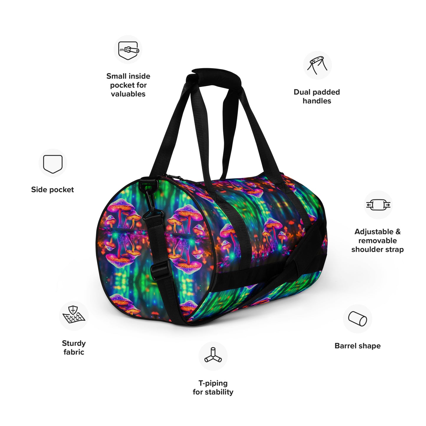 NEON MUSHROOMS gym bag