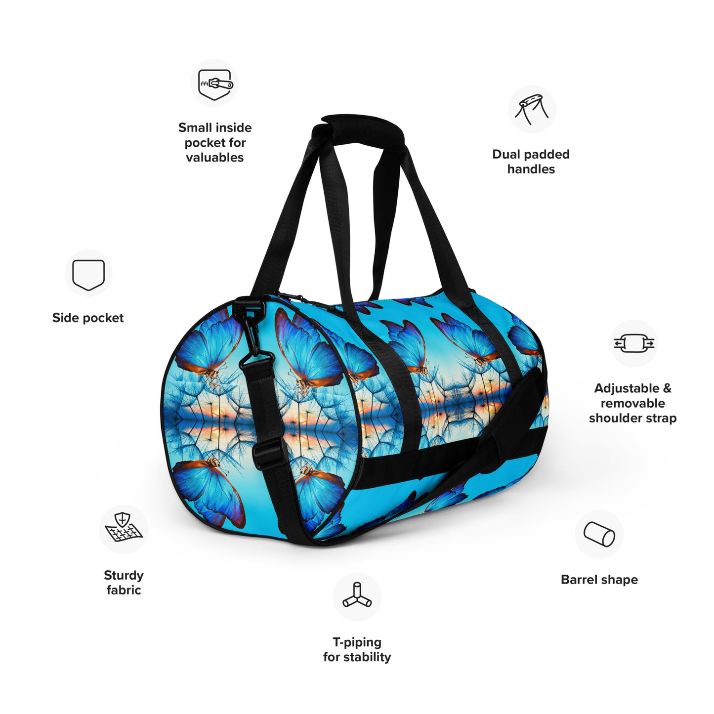 BLUE BUTTERFLY gym bag