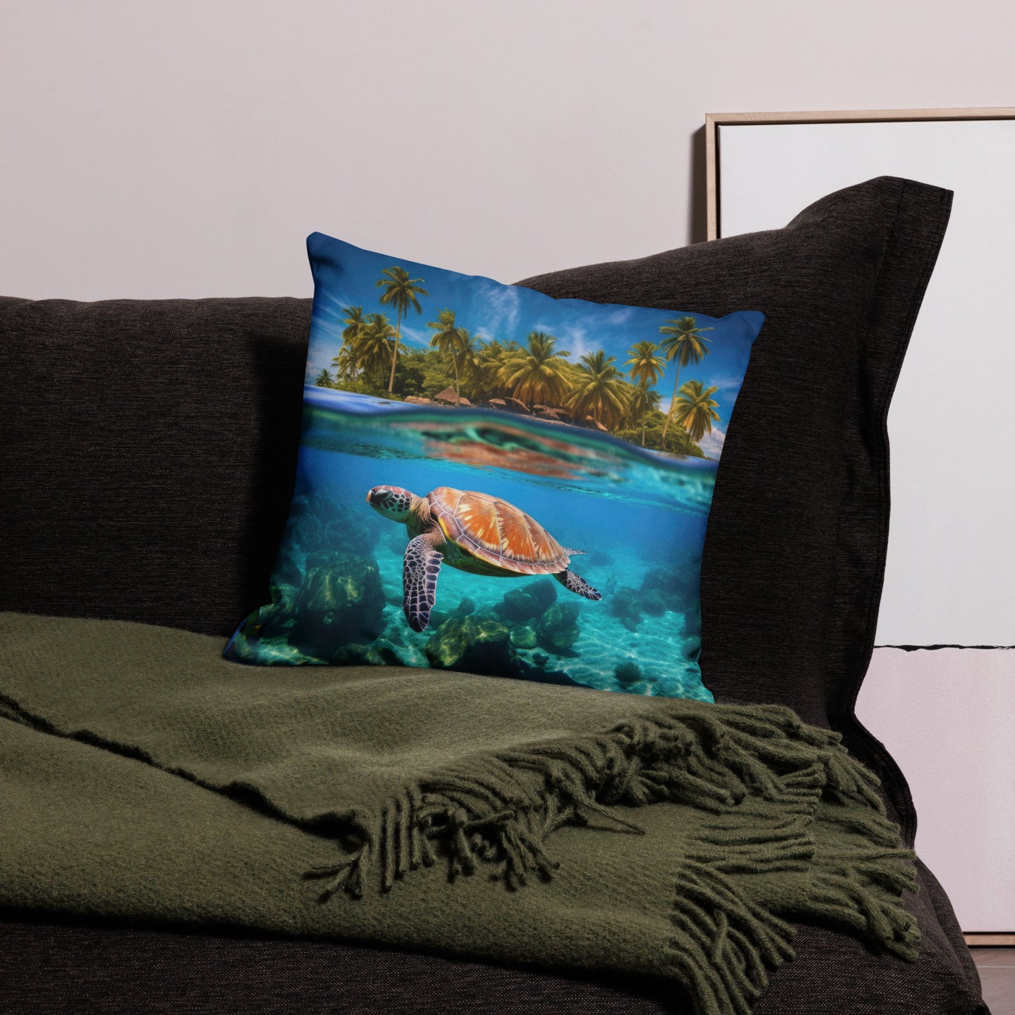 Tropical Sea Turtle Premium Pillow