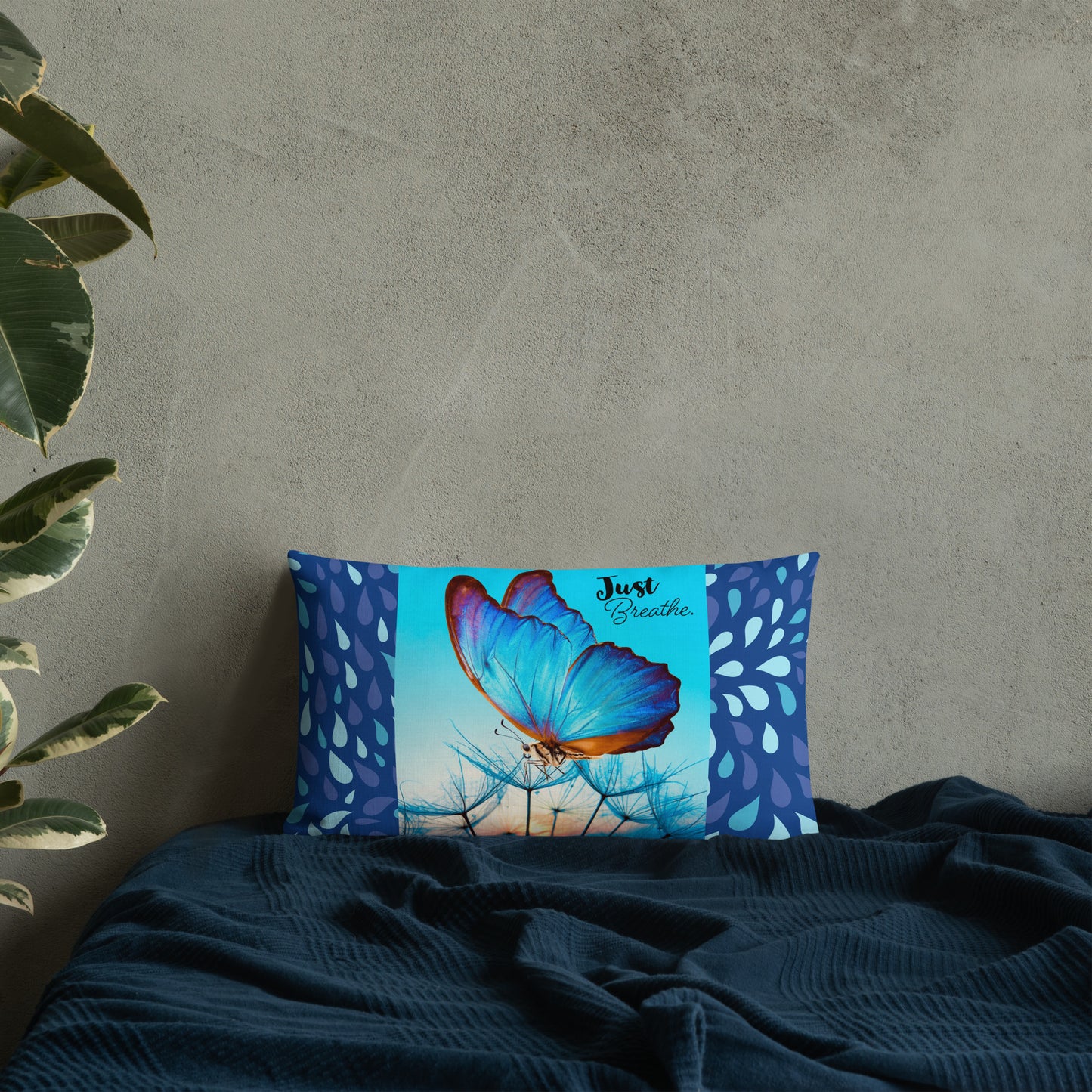 BLUE BUTTERFLY JUST BREATHE Premium Pillow