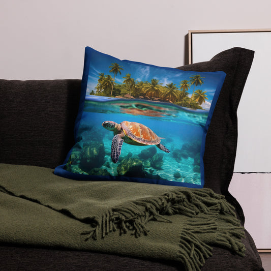 Tropical Sea Turtle Premium Pillow