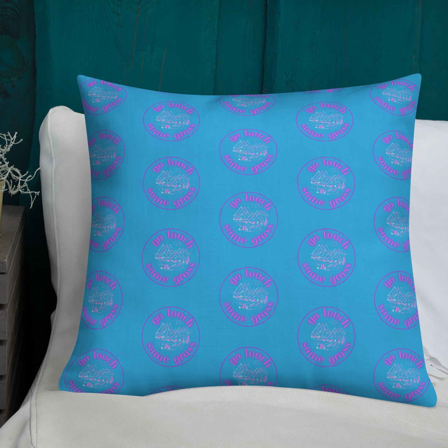 Purple/Blue Go Touch Grass Premium Pillow