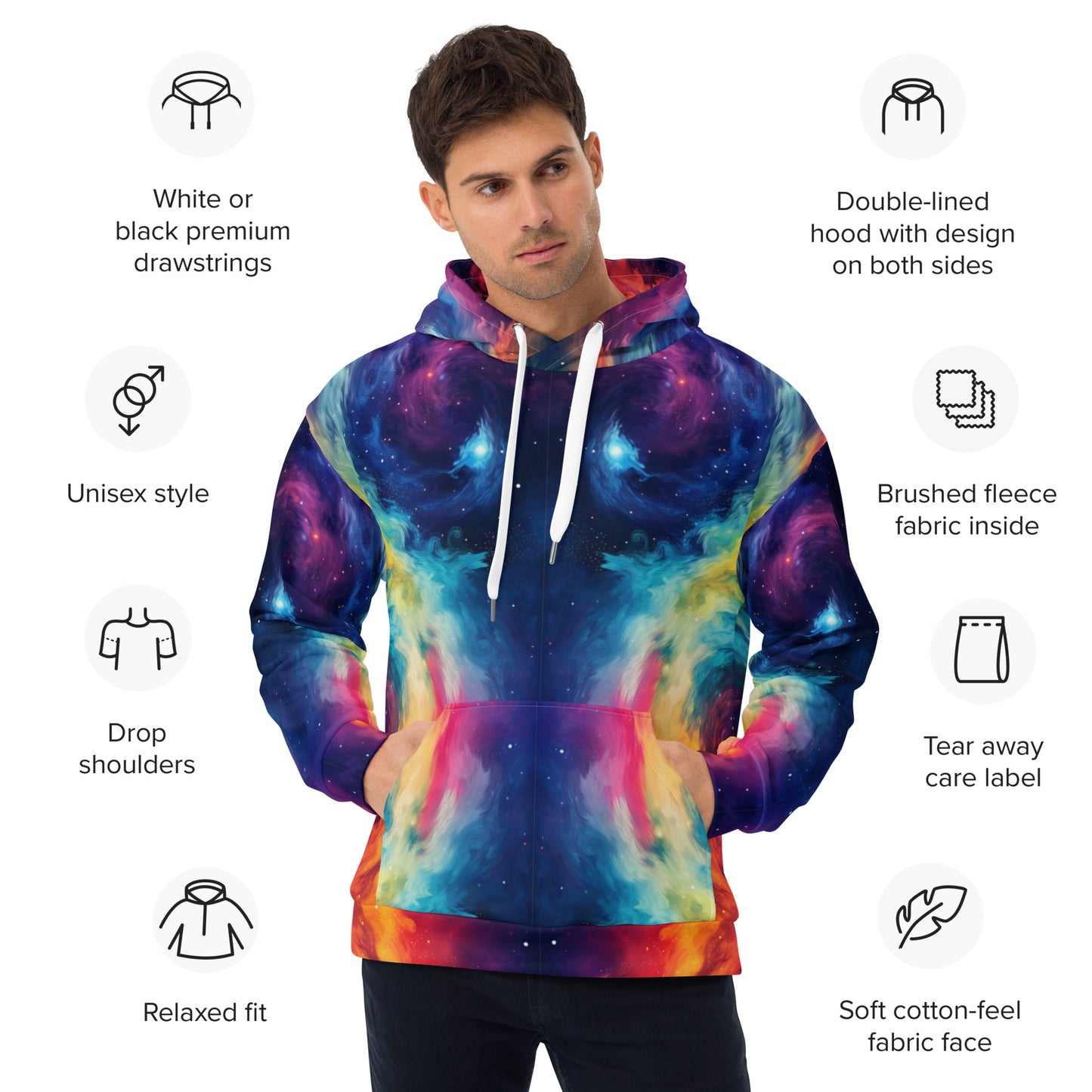 VIBRANT RAINBOW TIE DYE PATTERNED Unisex Hoodie