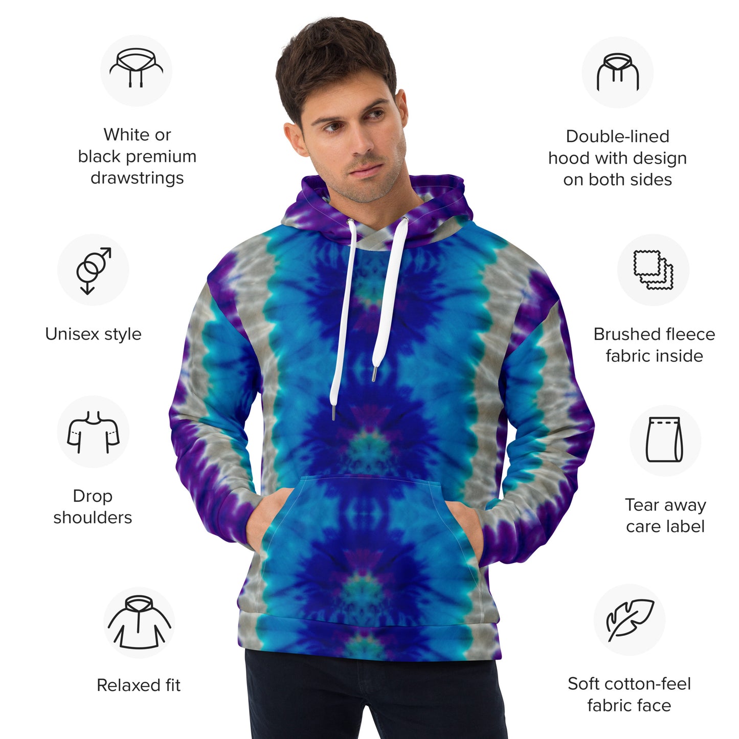 STUNNING PURPLES/BLUES TIE DYES Unisex Hoodie