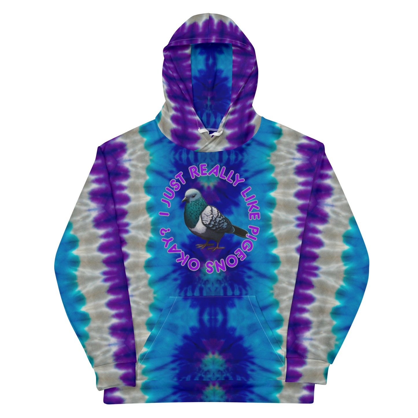 PURPLES/BLUES I LIKE PIGEONS Unisex Hoodie