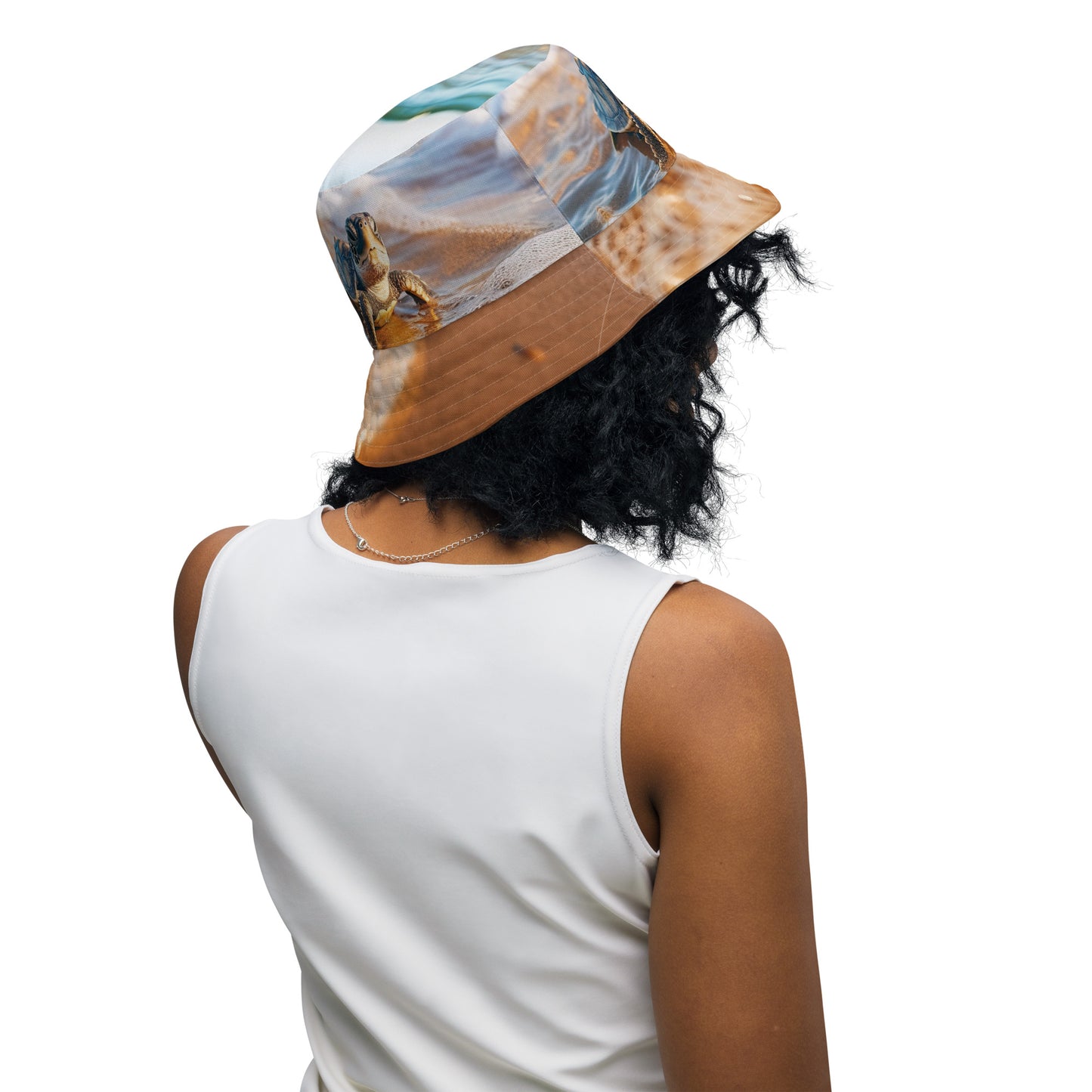 BABY SEA TURTLE/OCEAN REFECTION Reversible bucket hat