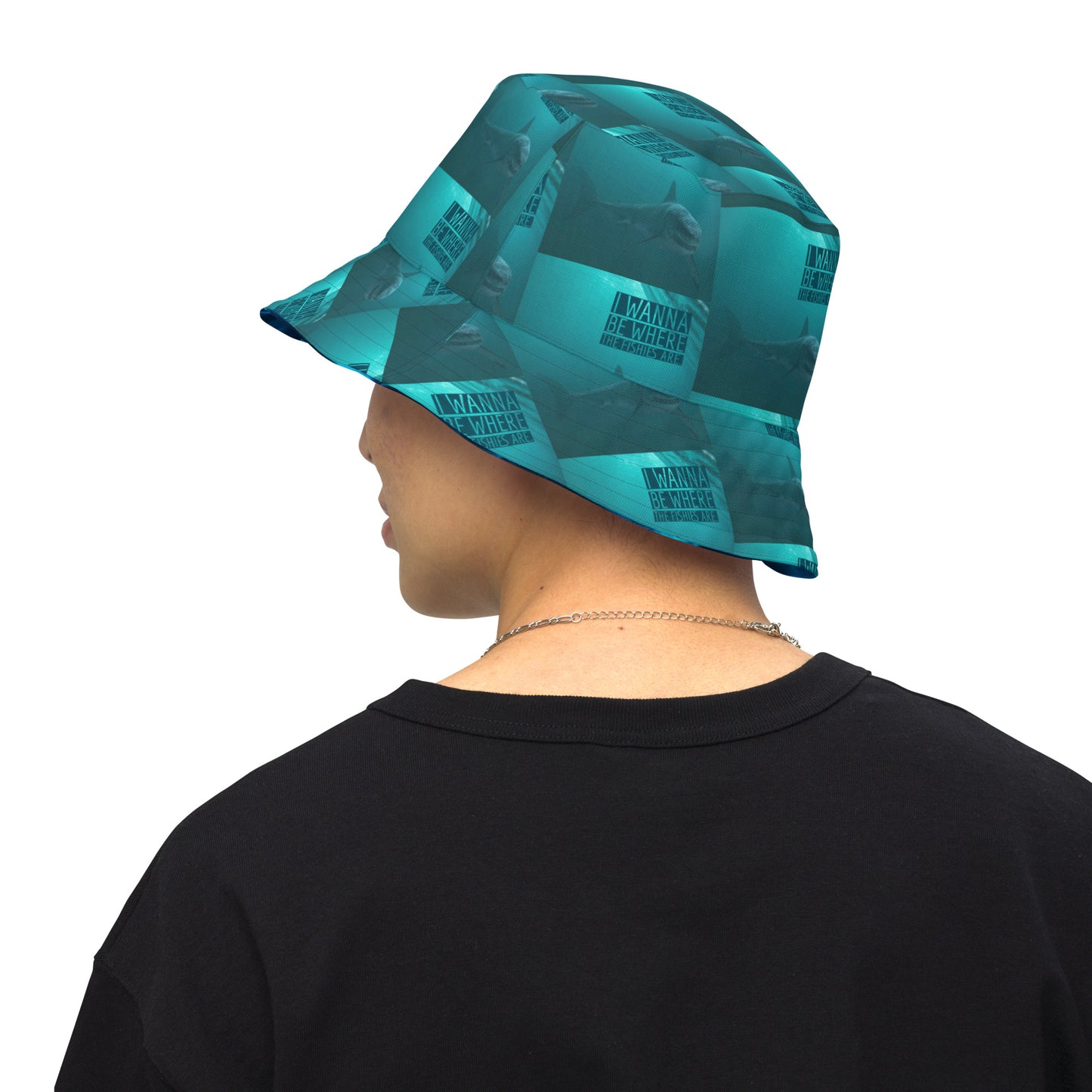 WHERE THE FISHIES ARE/WATER Reversible bucket hat