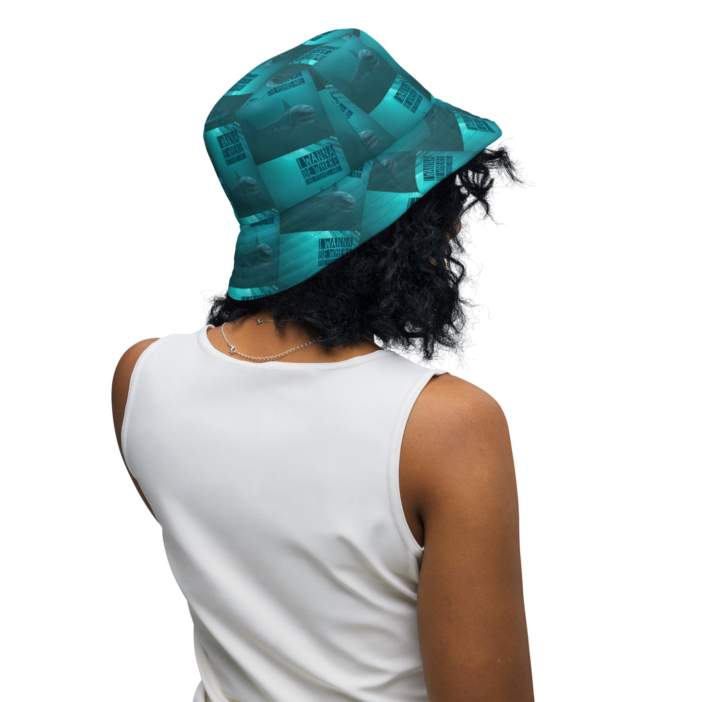 WHERE THE FISHIES ARE/WATER Reversible bucket hat