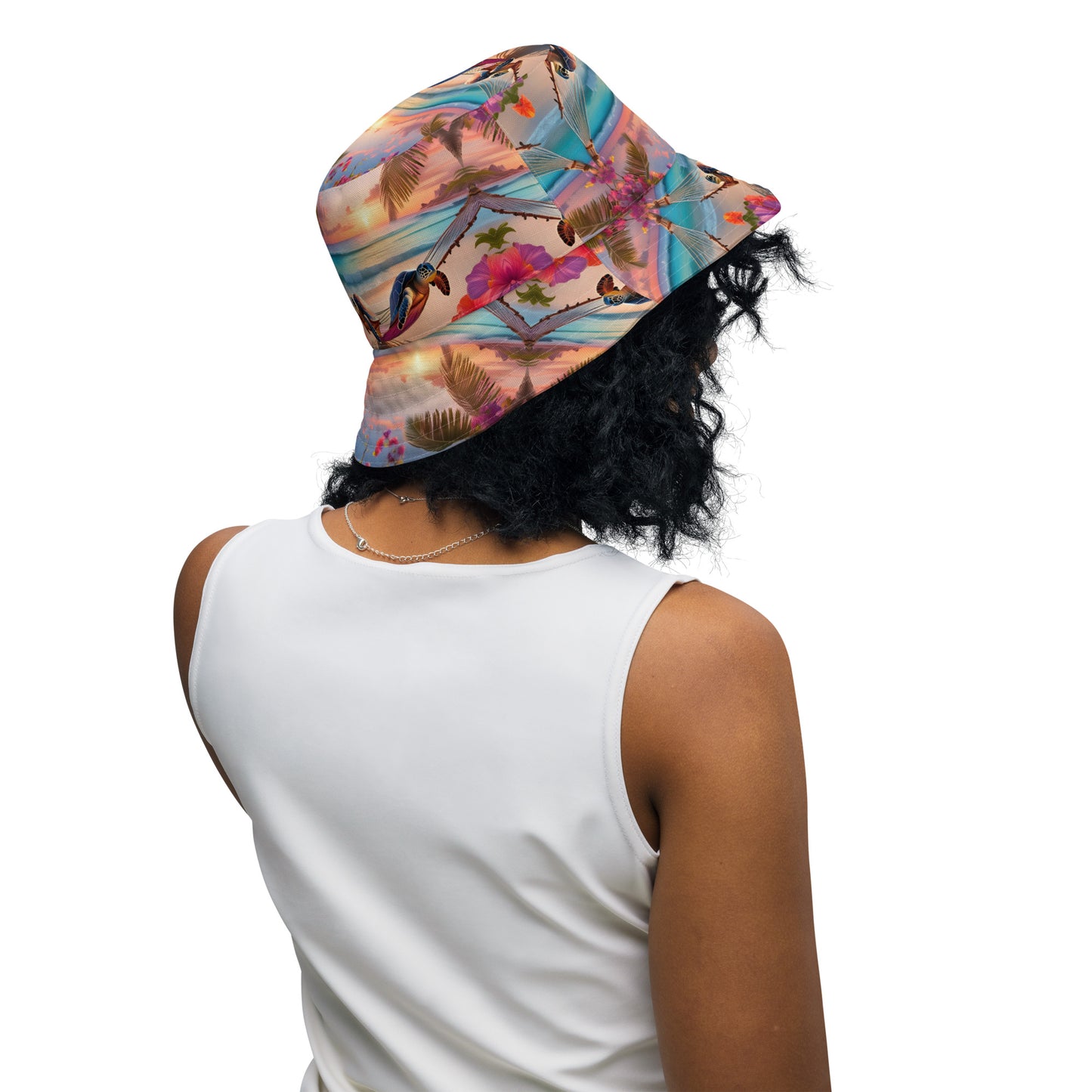 DOUBLE SEA TURTLES IN HAMMOCKS Reversible bucket hat