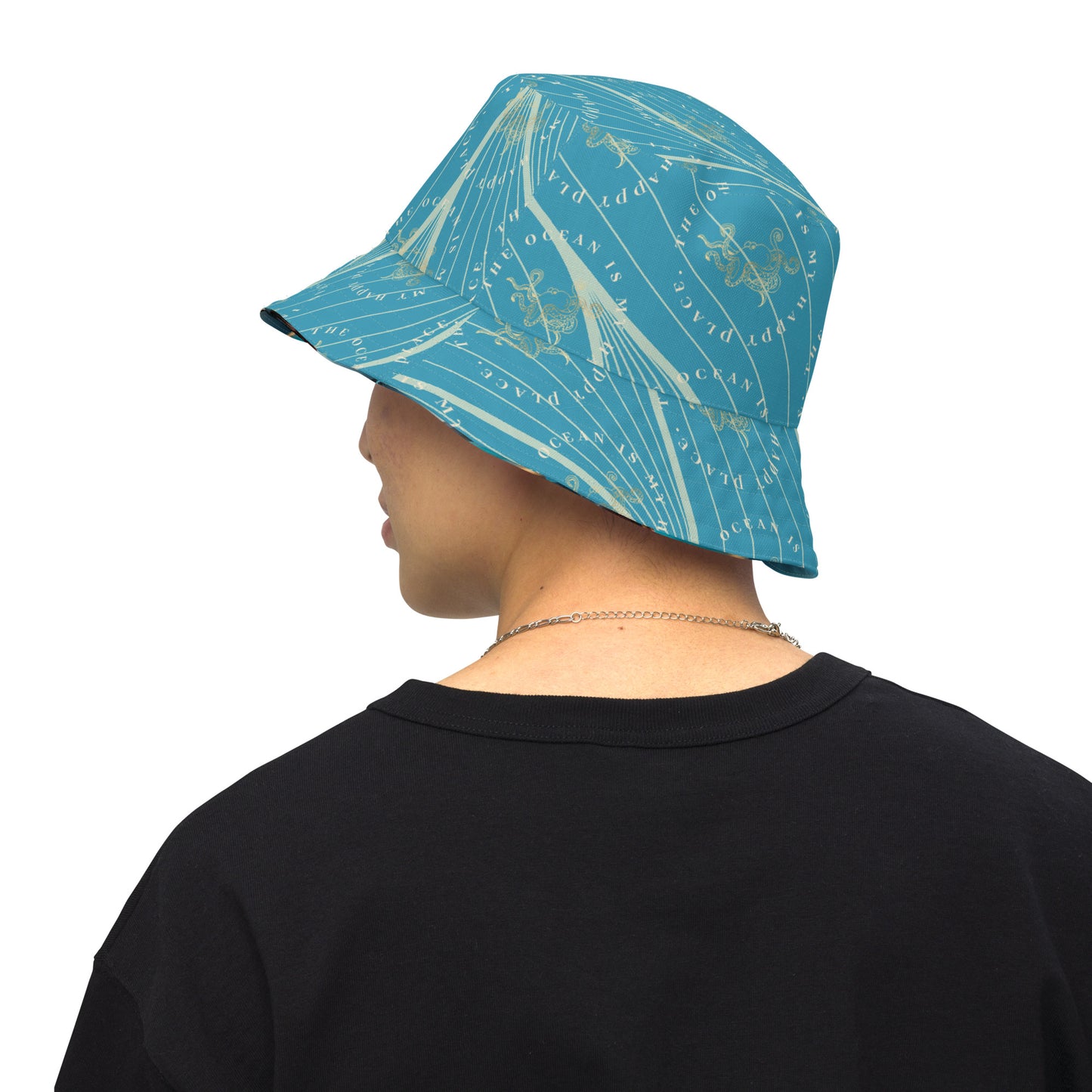 OCTOPUS/OCEAN IS MY HAPPY PLACE Reversible bucket hat