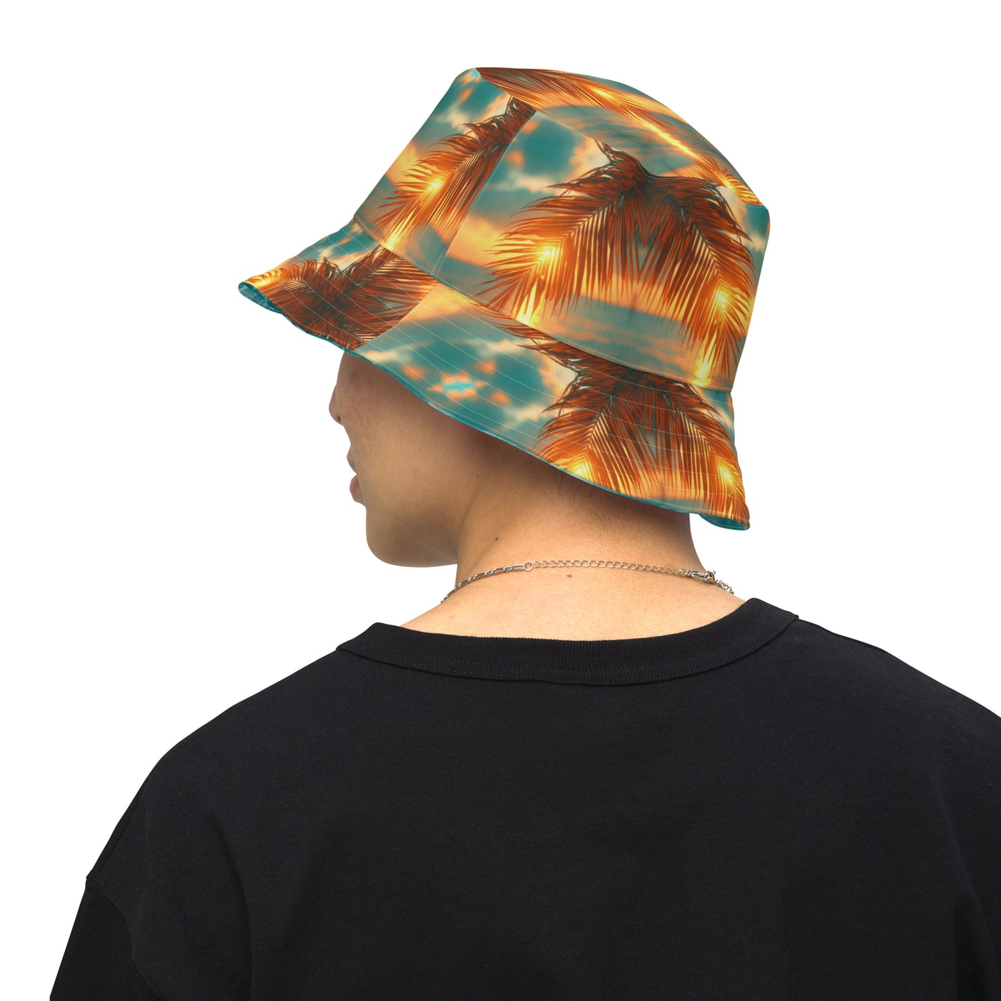 BRILLIANT SUNSET OCEAN/OCEAN WAVES Reversible bucket hat