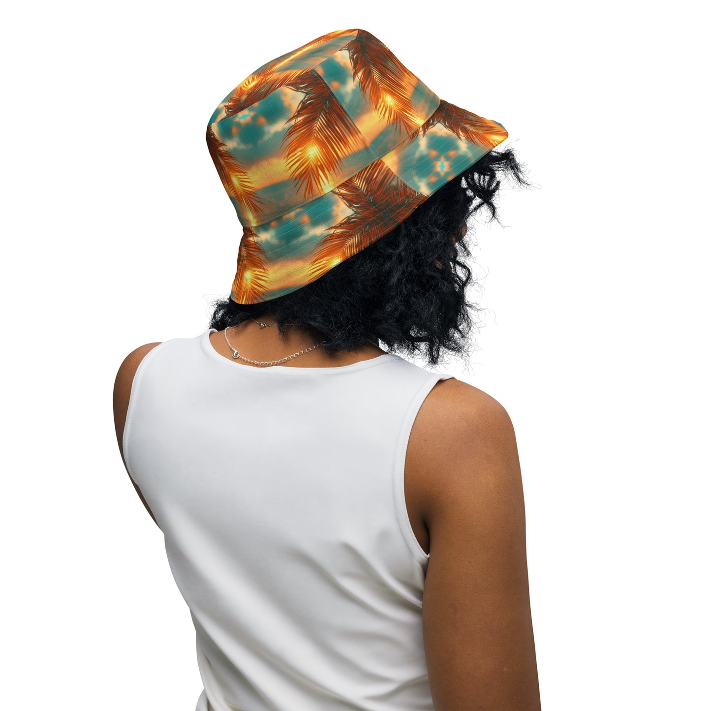 BRILLIANT SUNSET OCEAN/OCEAN WAVES Reversible bucket hat