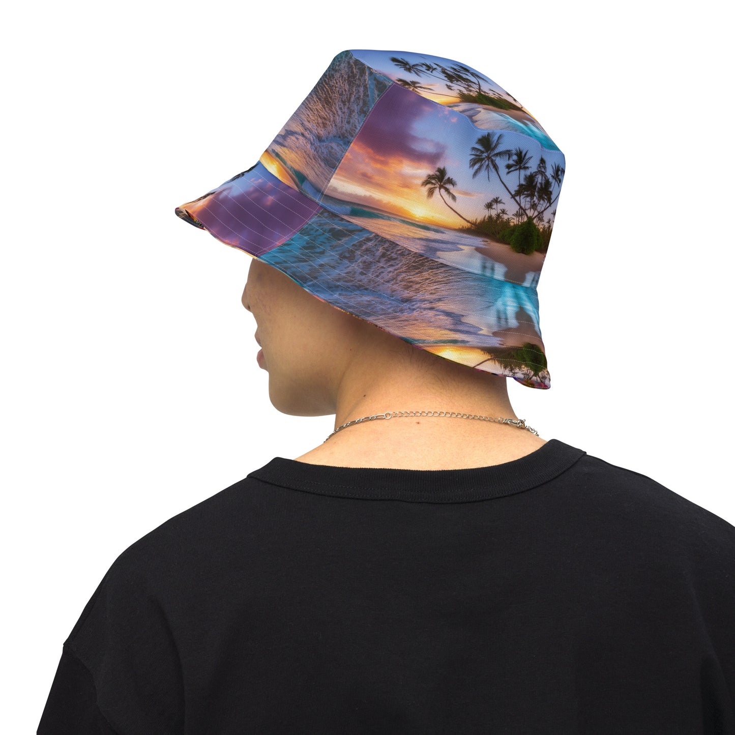 DOUBLE SEA TURTLES IN HAMMOCKS Reversible bucket hat