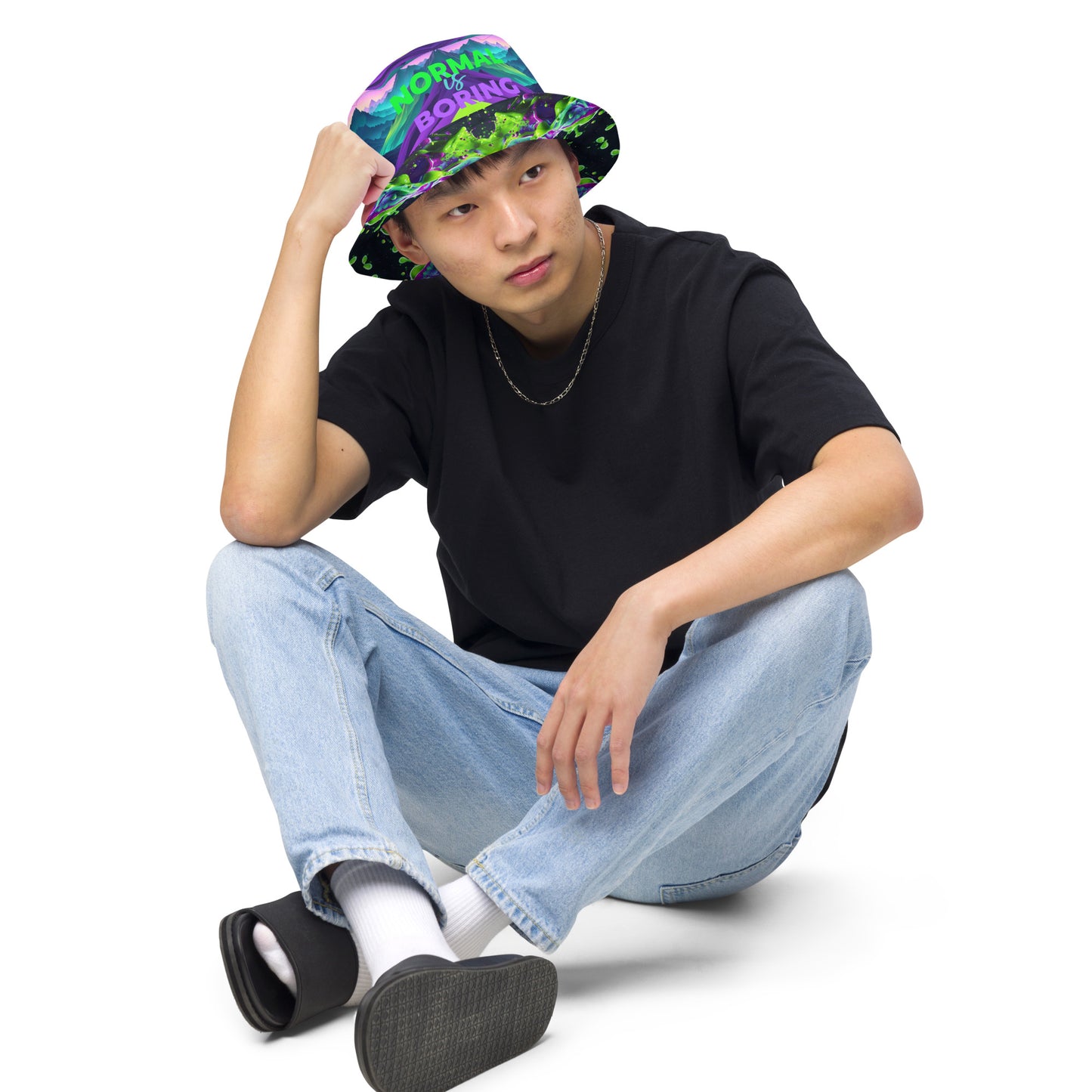 NORMAL IS BORING Reversible bucket hat