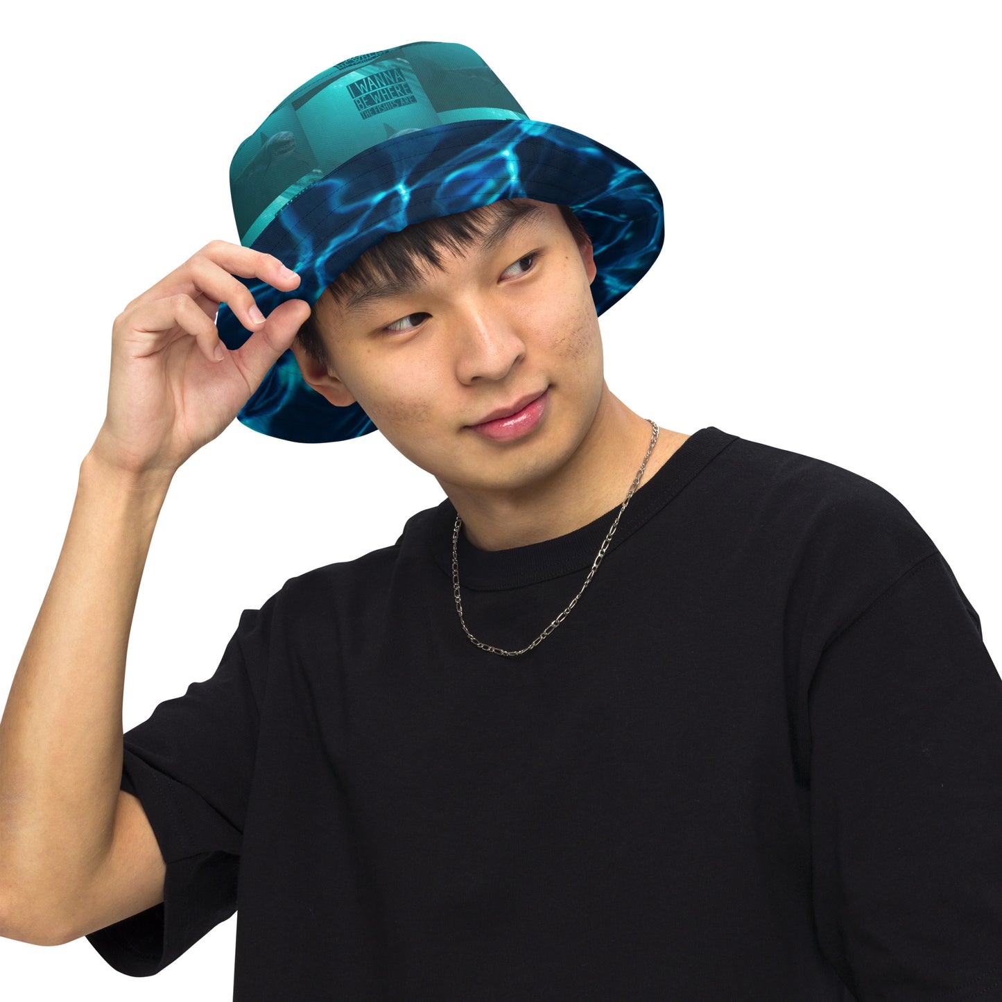 WHERE THE FISHIES ARE/WATER Reversible bucket hat