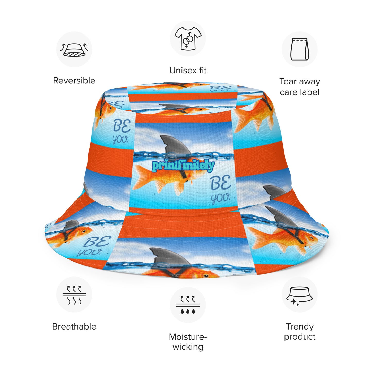 ADORABLE TURTLE/GOLDFISH BE YOU Reversible bucket hat