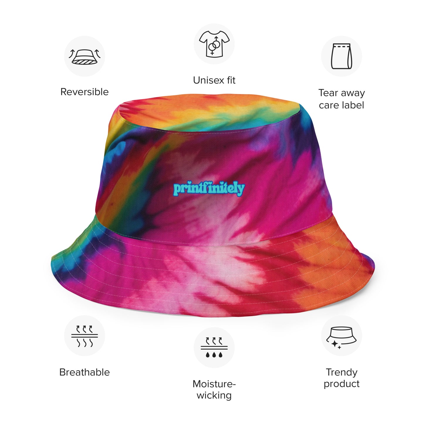 BUTTERFLY/BRIGHT TIE DYE Reversible bucket hat