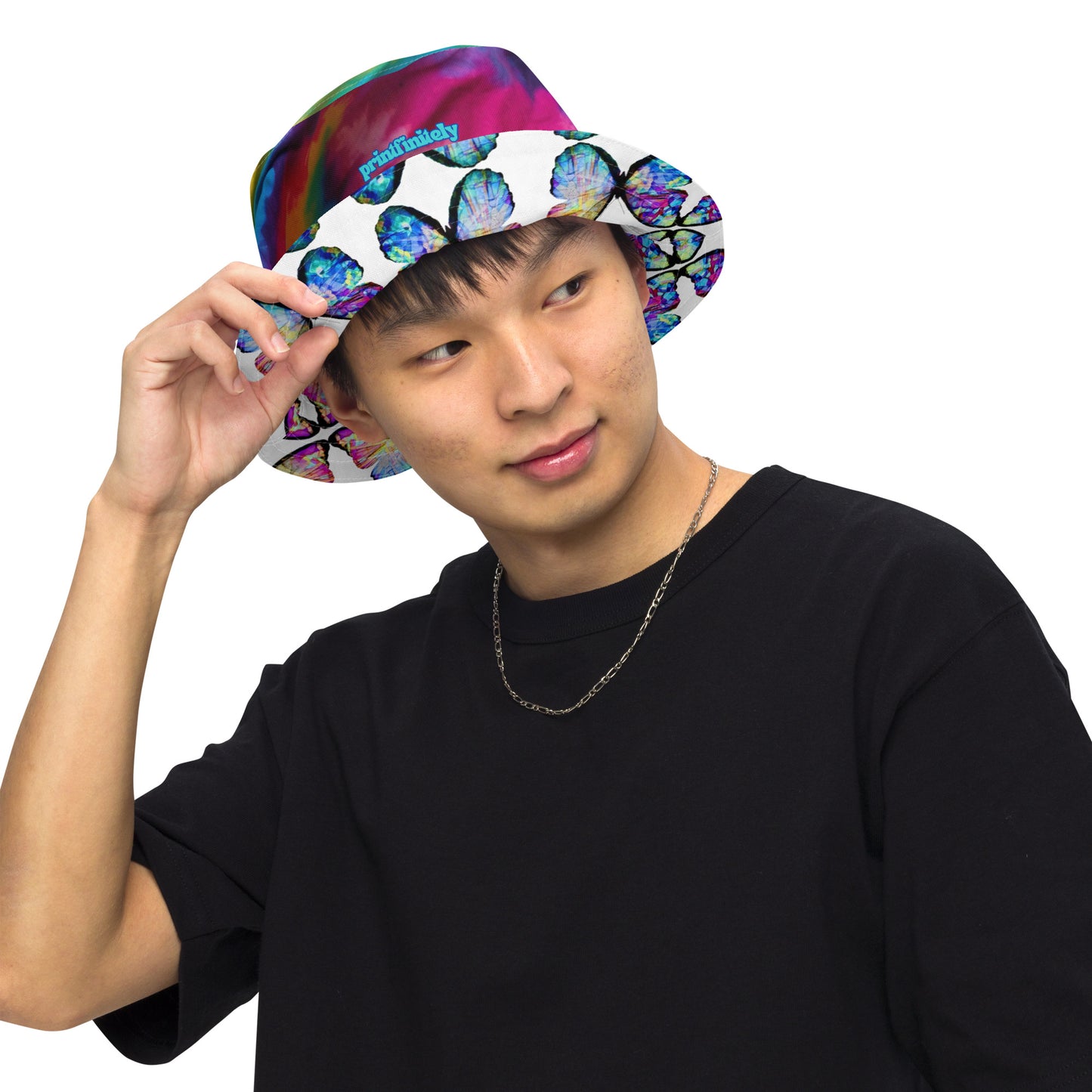 BUTTERFLY/BRIGHT TIE DYE Reversible bucket hat