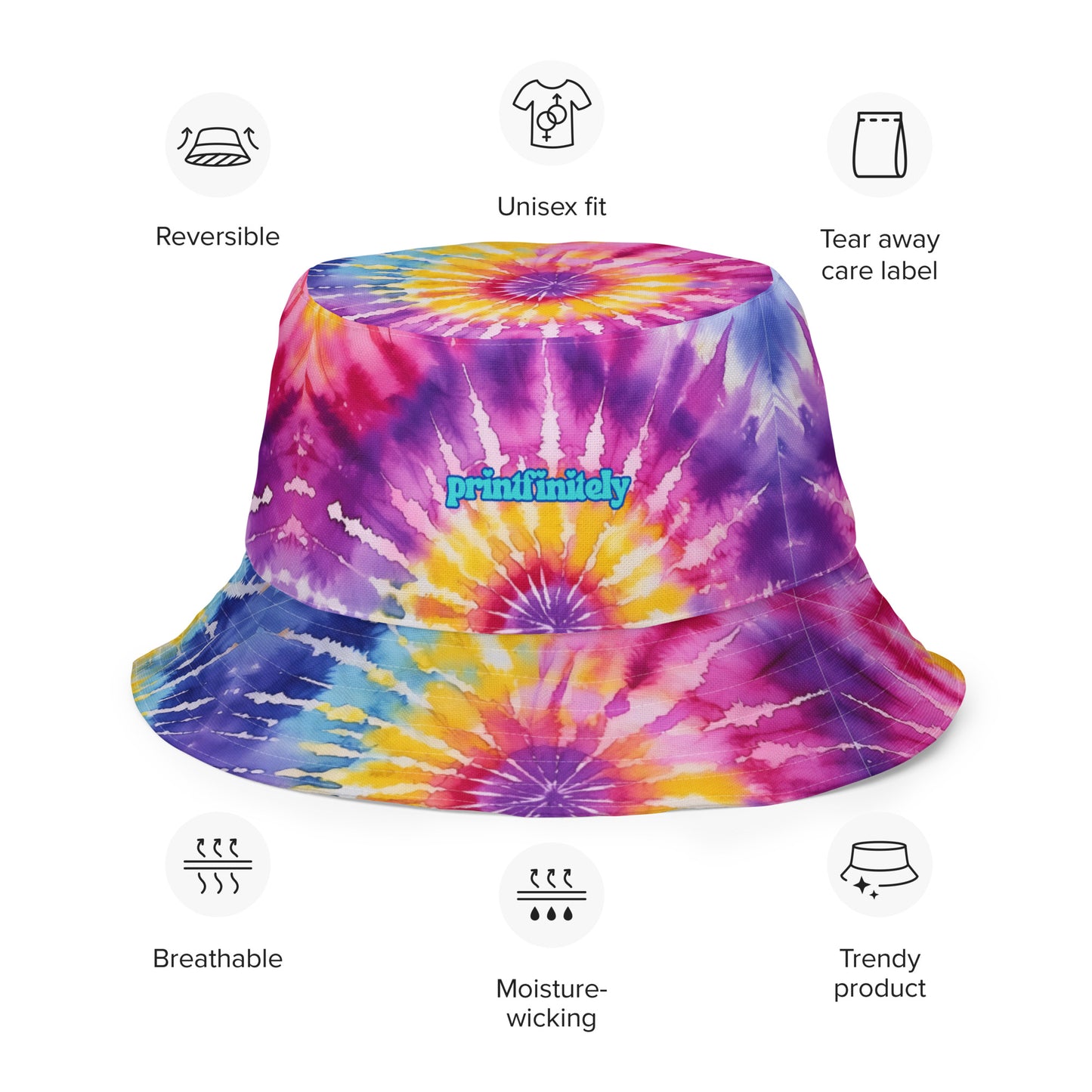 TIE DYE/PIGEONS Reversible bucket hat