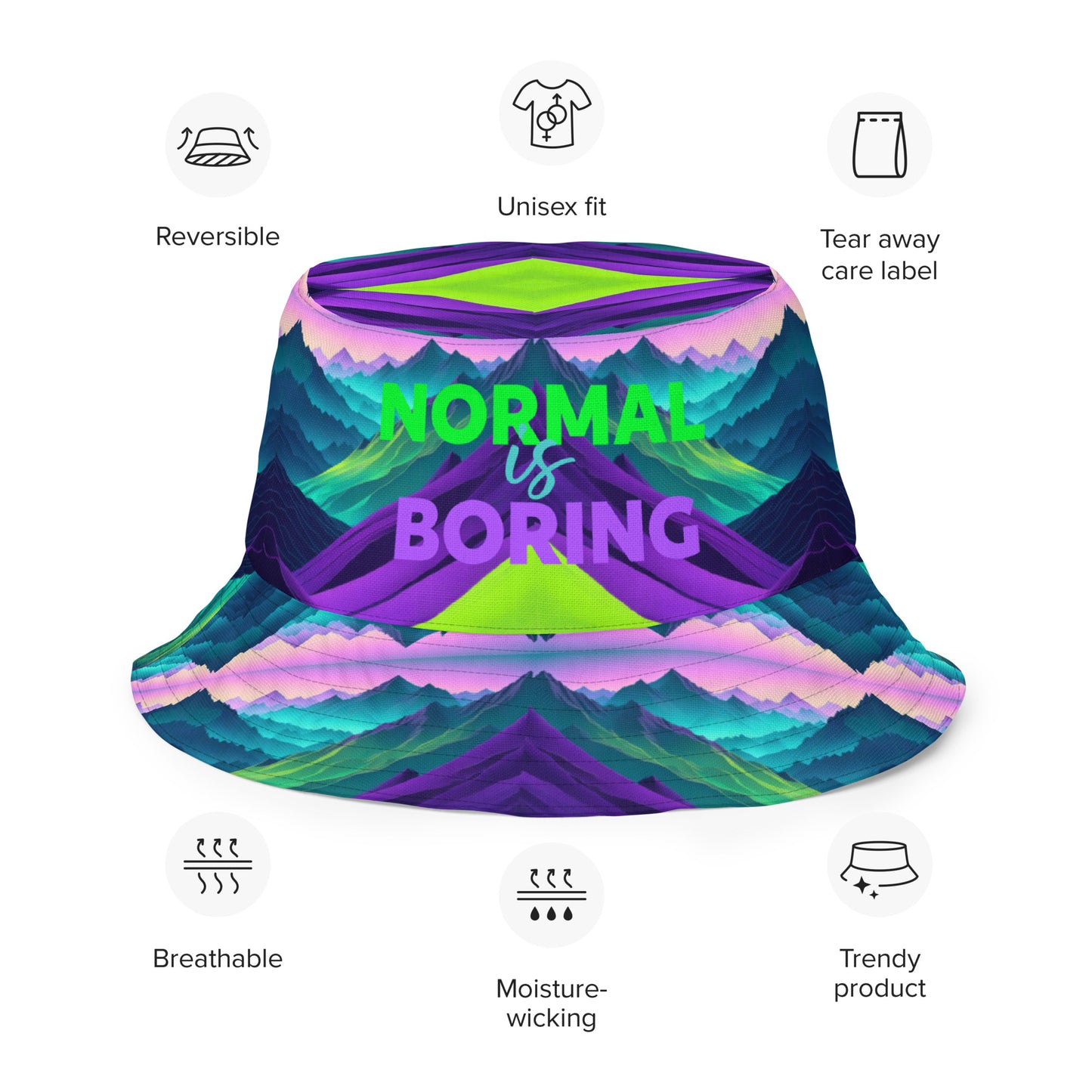 NORMAL IS BORING Reversible bucket hat