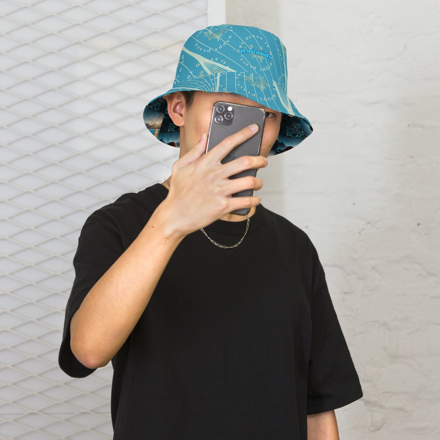 OCTOPUS/OCEAN IS MY HAPPY PLACE Reversible bucket hat