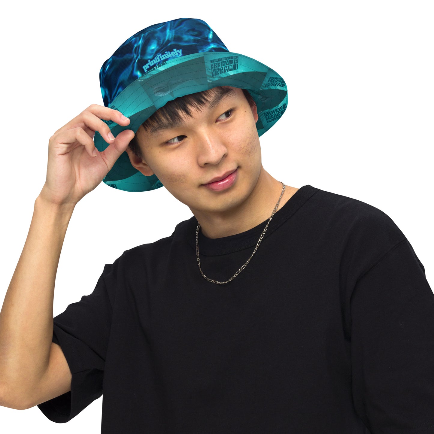 WHERE THE FISHIES ARE/WATER Reversible bucket hat