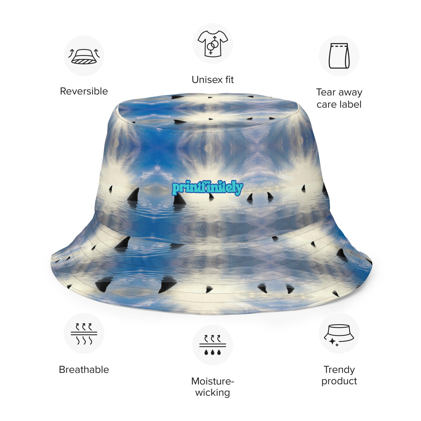 SO COOL-SHARKITY SHARK SHARK Reversible bucket hat