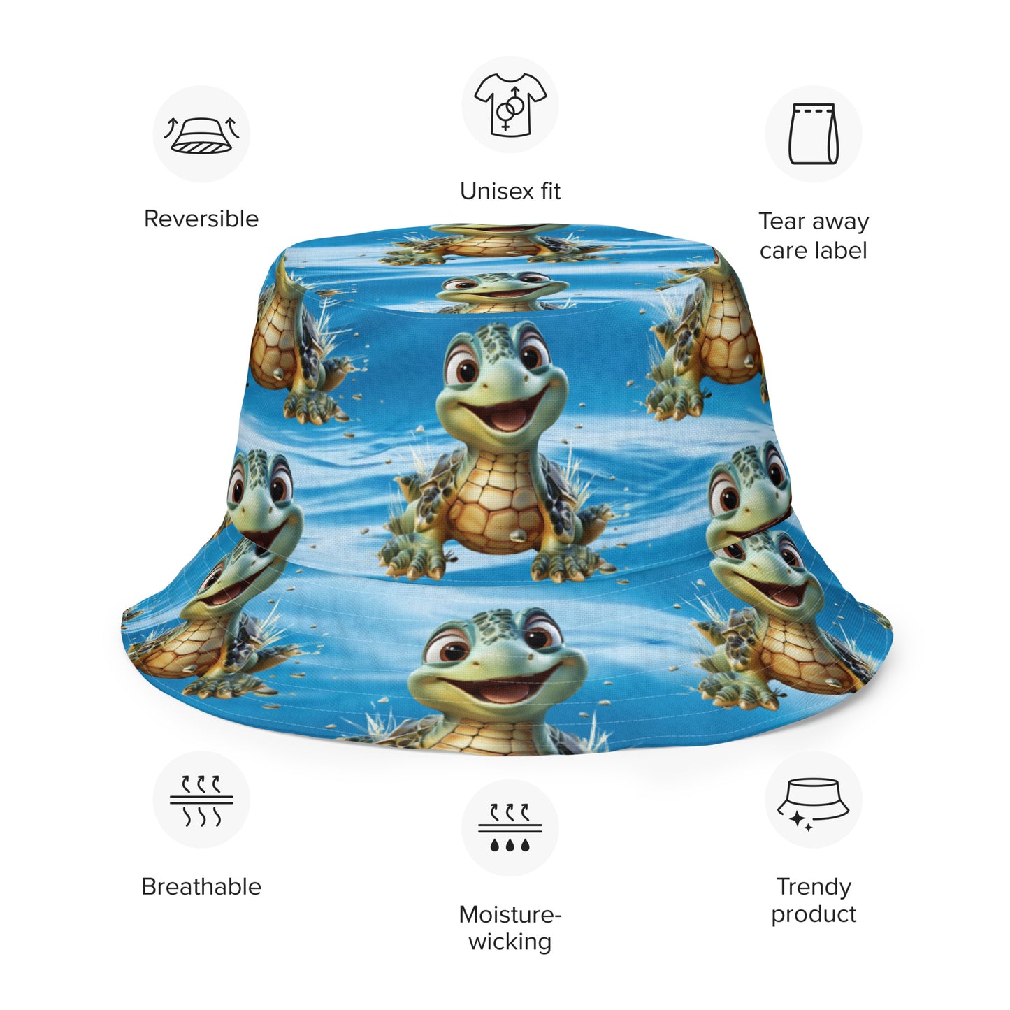 ADORABLE TURTLE/GOLDFISH BE YOU Reversible bucket hat