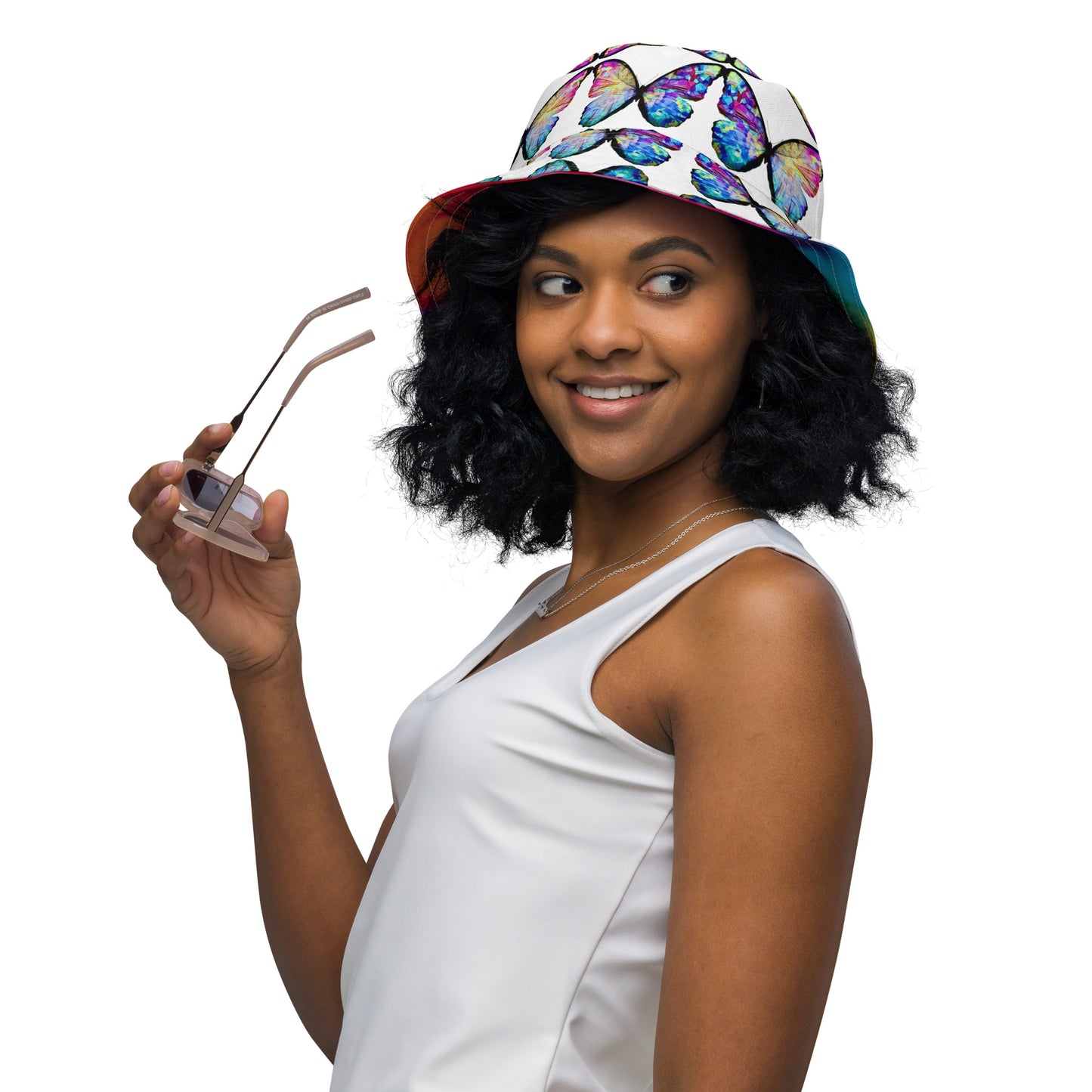 BUTTERFLY/BRIGHT TIE DYE Reversible bucket hat