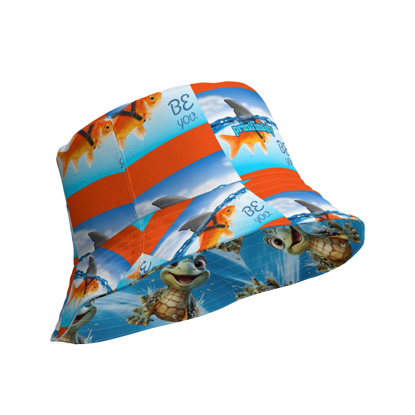 ADORABLE TURTLE/GOLDFISH BE YOU Reversible bucket hat