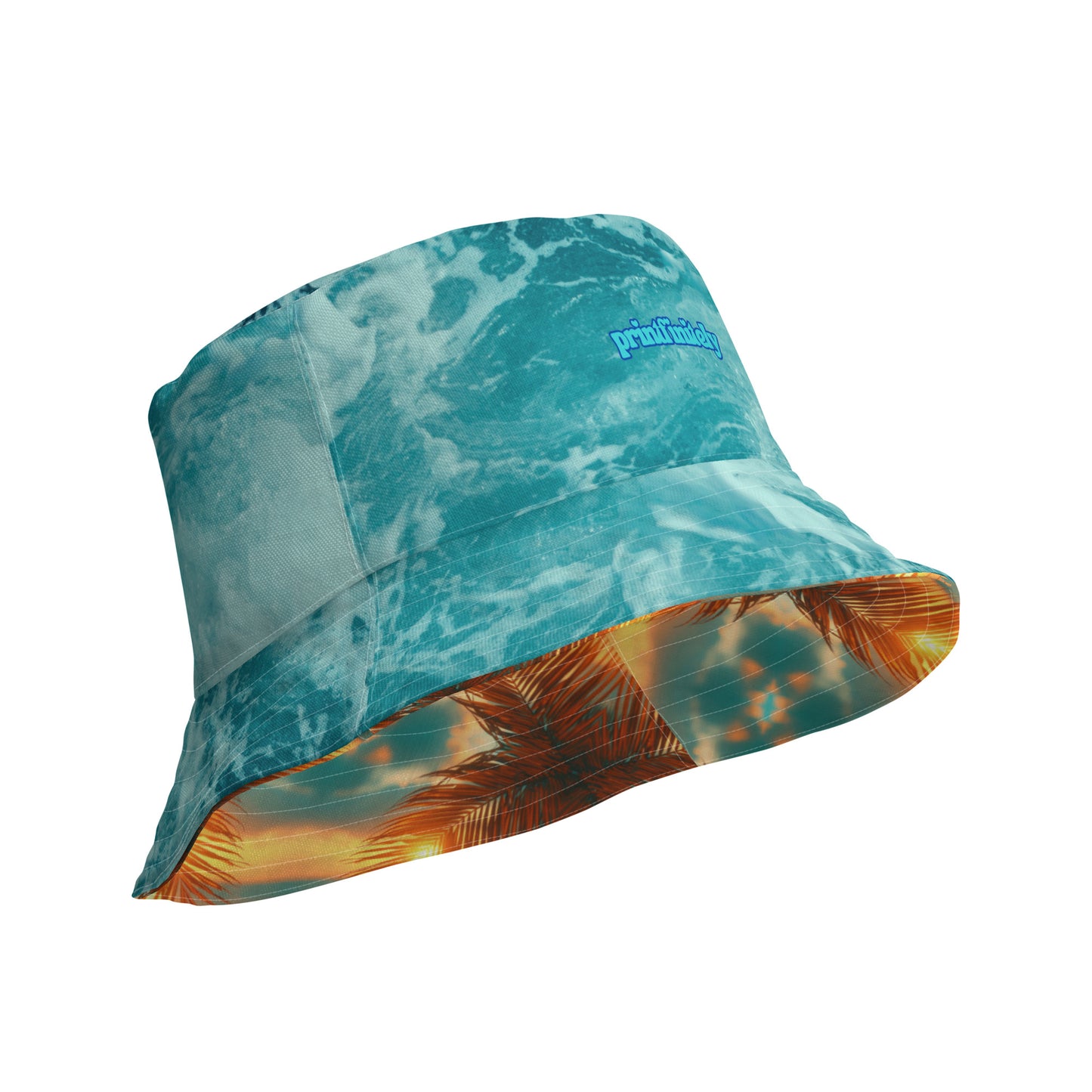 BRILLIANT SUNSET OCEAN/OCEAN WAVES Reversible bucket hat