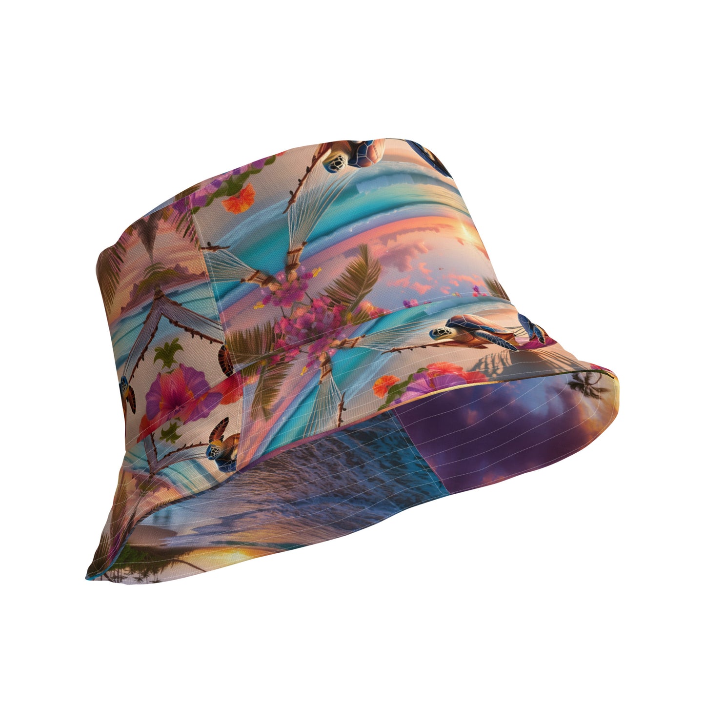 DOUBLE SEA TURTLES IN HAMMOCKS Reversible bucket hat