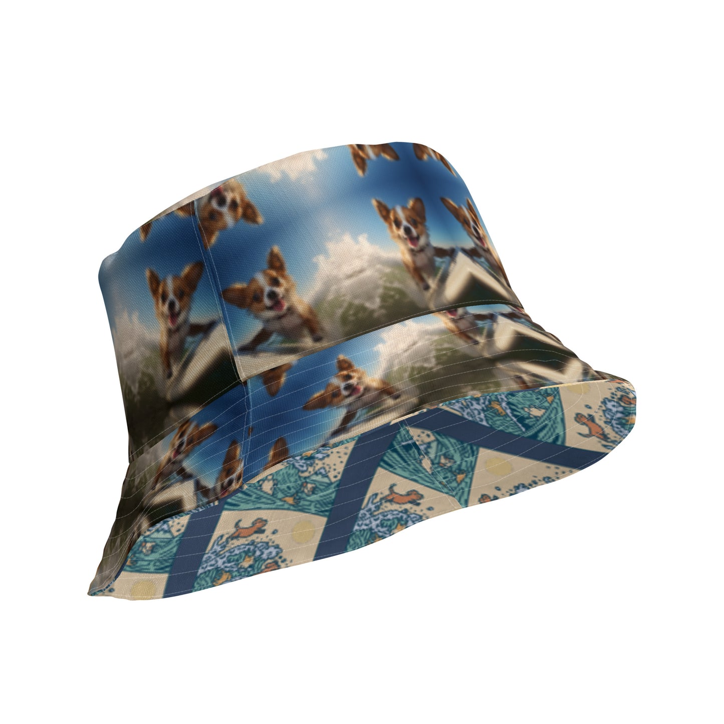 DOG SURFING/DOGS IN WATER Reversible bucket hat