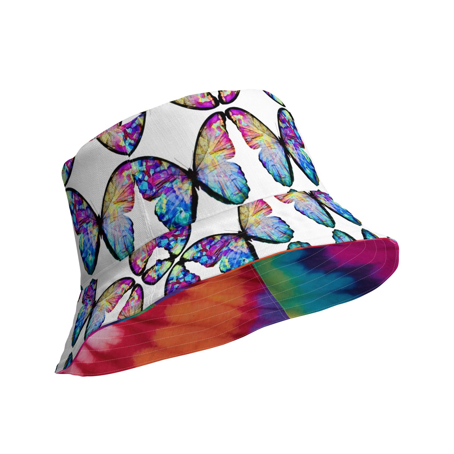 BUTTERFLY/BRIGHT TIE DYE Reversible bucket hat