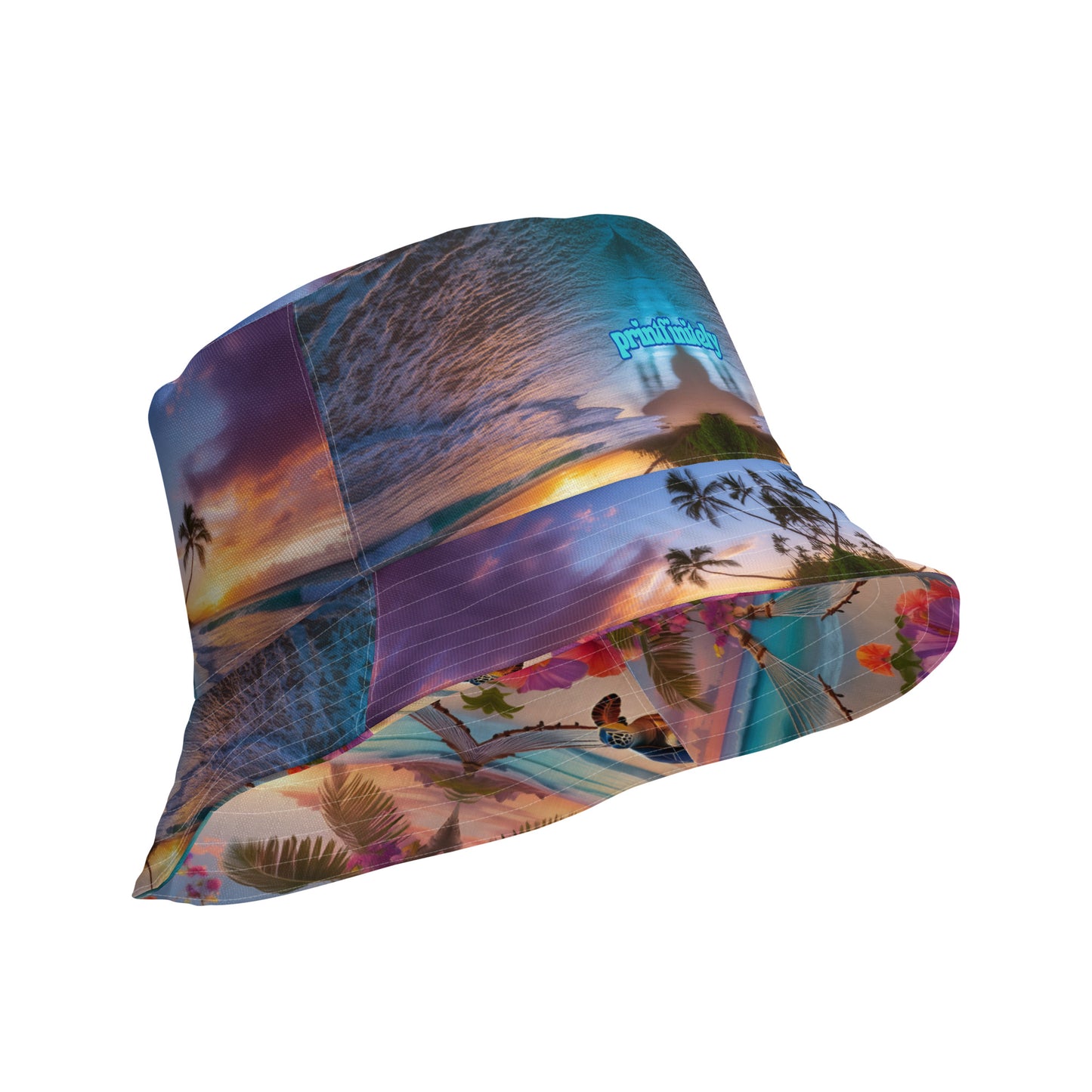 DOUBLE SEA TURTLES IN HAMMOCKS Reversible bucket hat