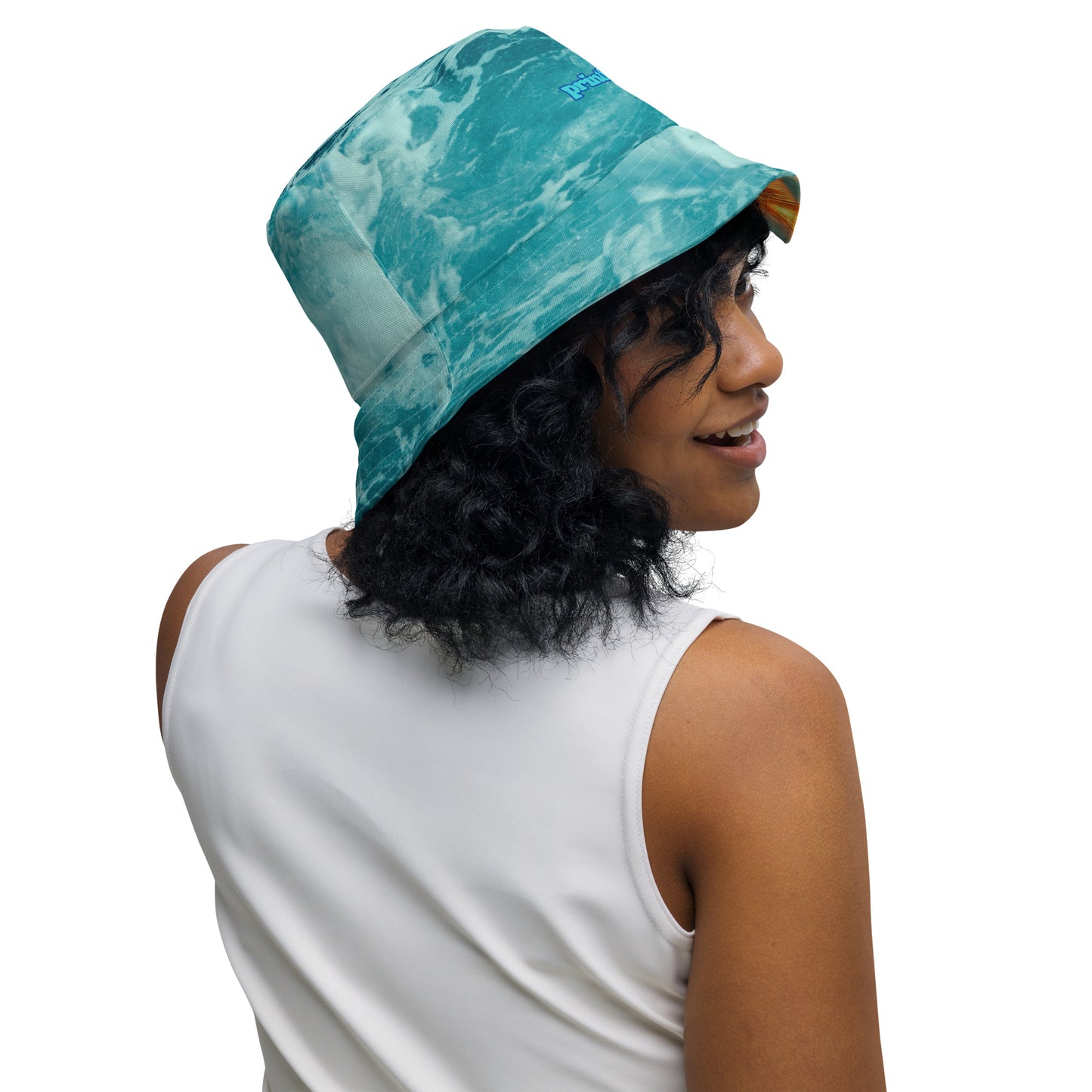 BRILLIANT SUNSET OCEAN/OCEAN WAVES Reversible bucket hat