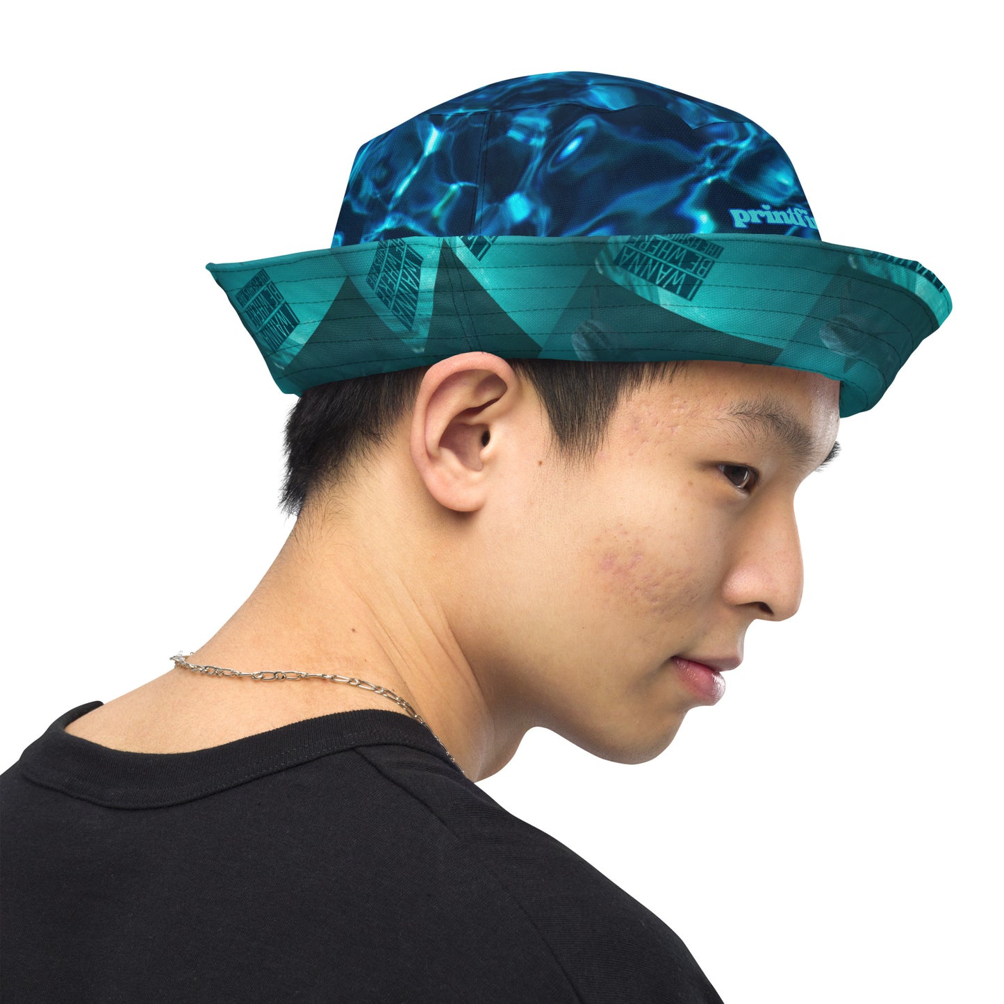 WHERE THE FISHIES ARE/WATER Reversible bucket hat