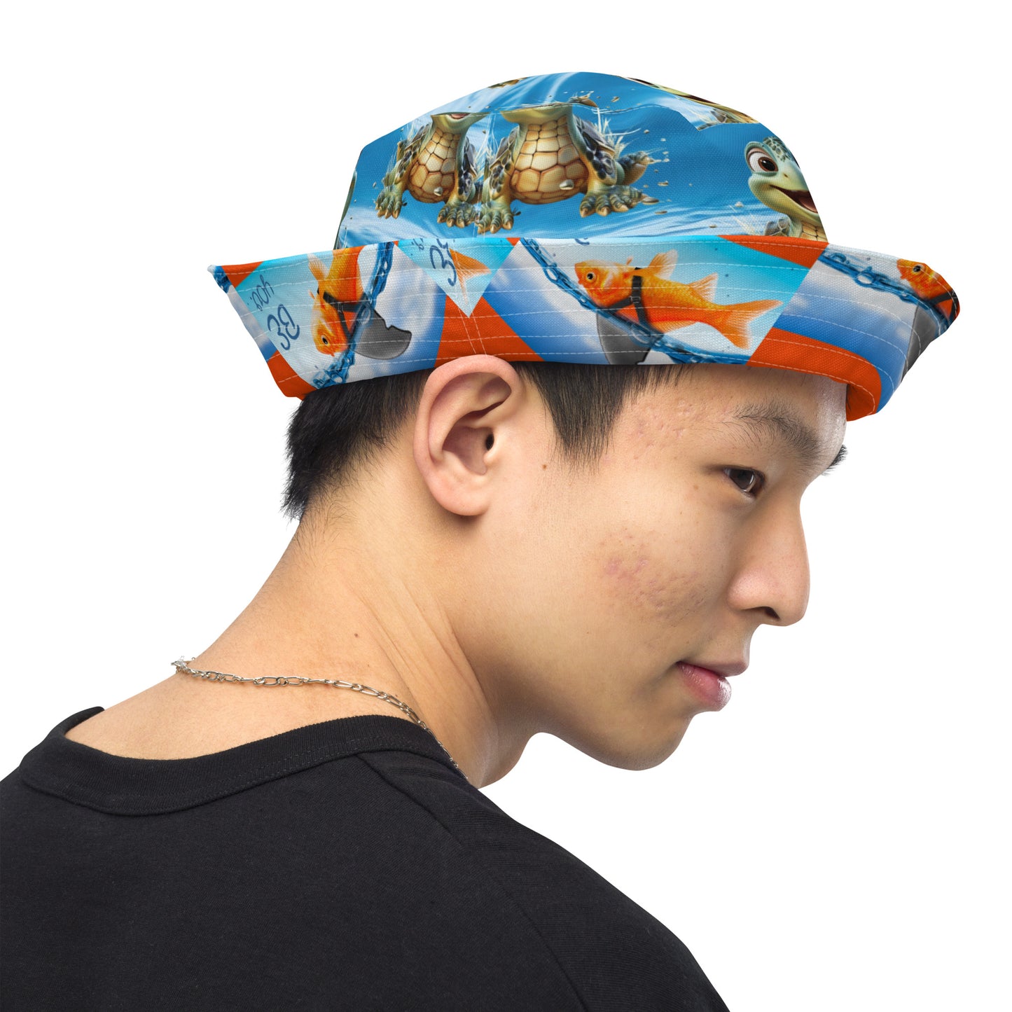 ADORABLE TURTLE/GOLDFISH BE YOU Reversible bucket hat