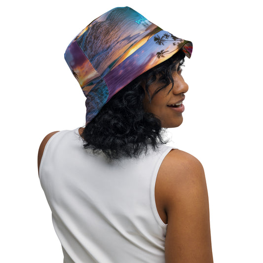 DOUBLE SEA TURTLES IN HAMMOCKS Reversible bucket hat