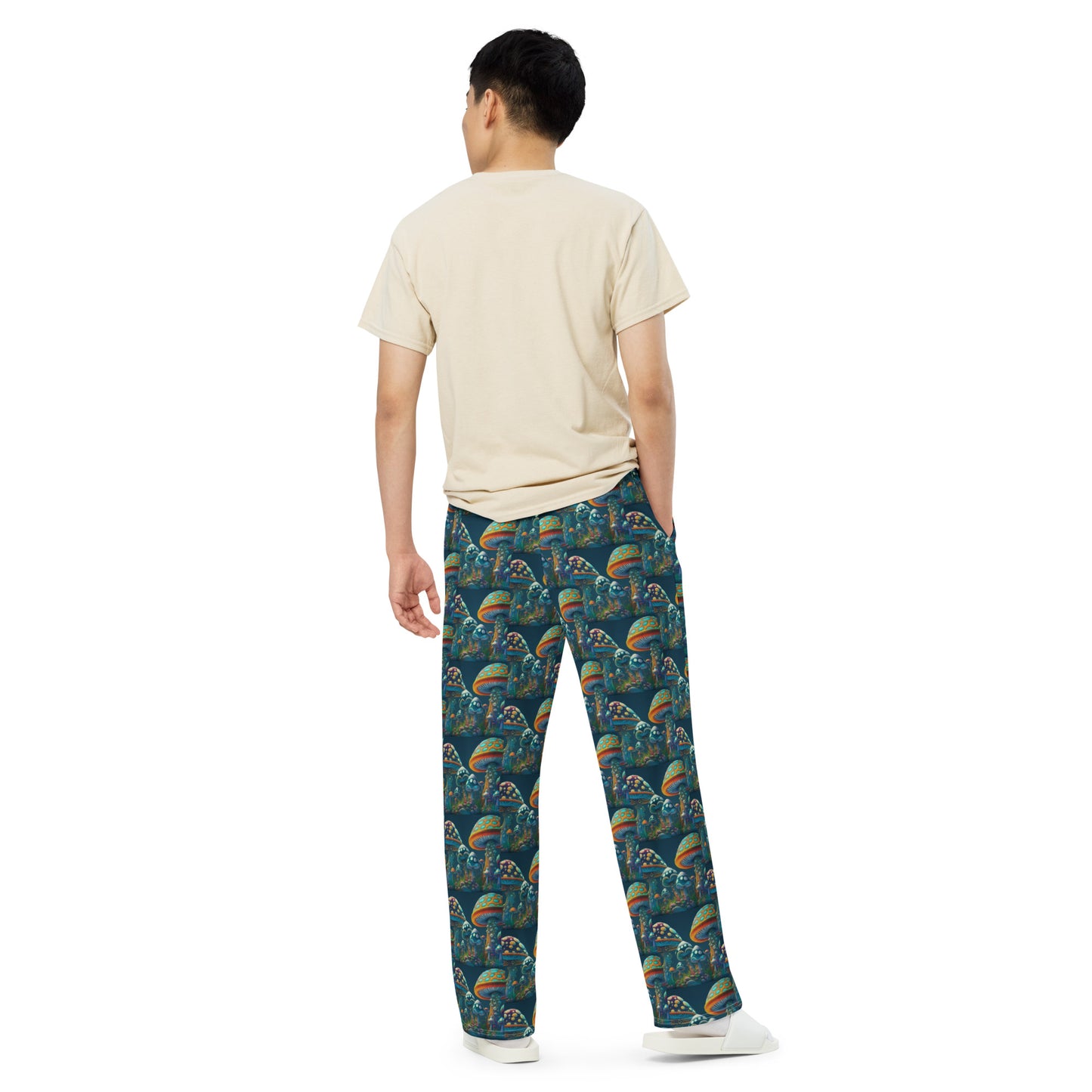 PATCHWORK MUSHROOMS unisex wide-leg pants