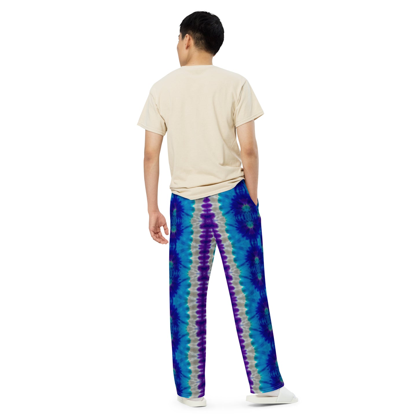 GORGEOUS PURPLES/BLUES TIE-DYE unisex wide-leg pants