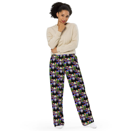 MUSIC SPEAKS MONKEY HEADPHONES unisex wide-leg pants