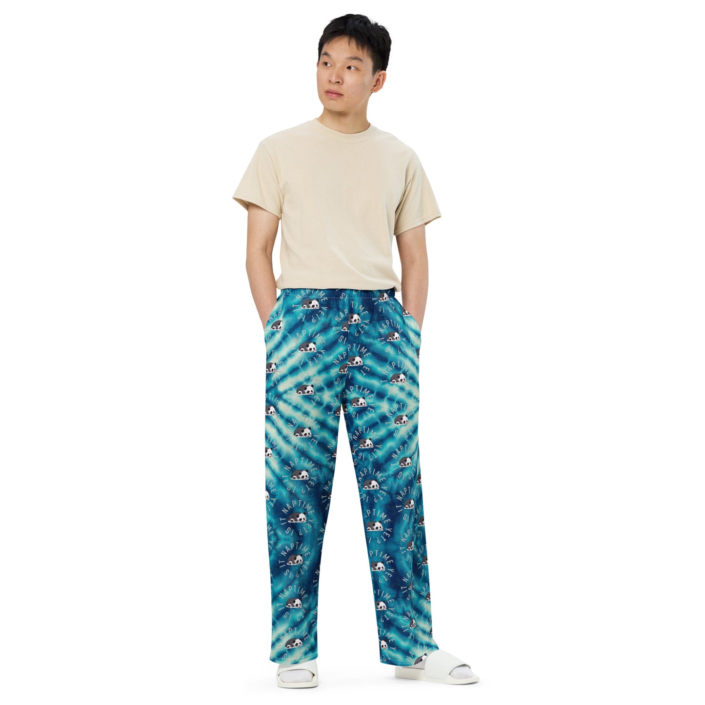 PANDA NAPTIME YET? 2 unisex wide-leg pants