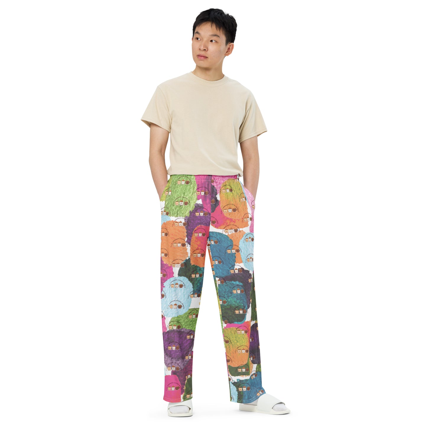 HUMOROUS "OCD" COFFEE unisex wide-leg pants