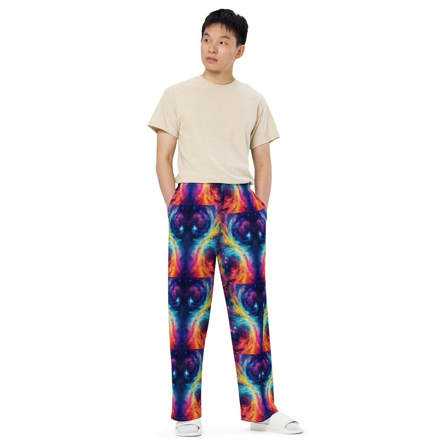 RAINBOW TIE-DYE unisex wide-leg pants