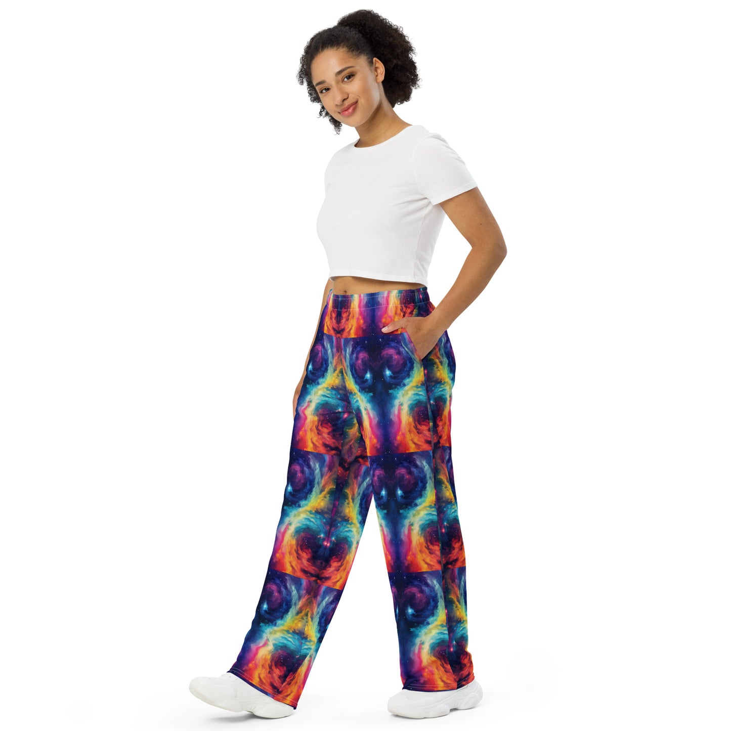 RAINBOW TIE-DYE unisex wide-leg pants